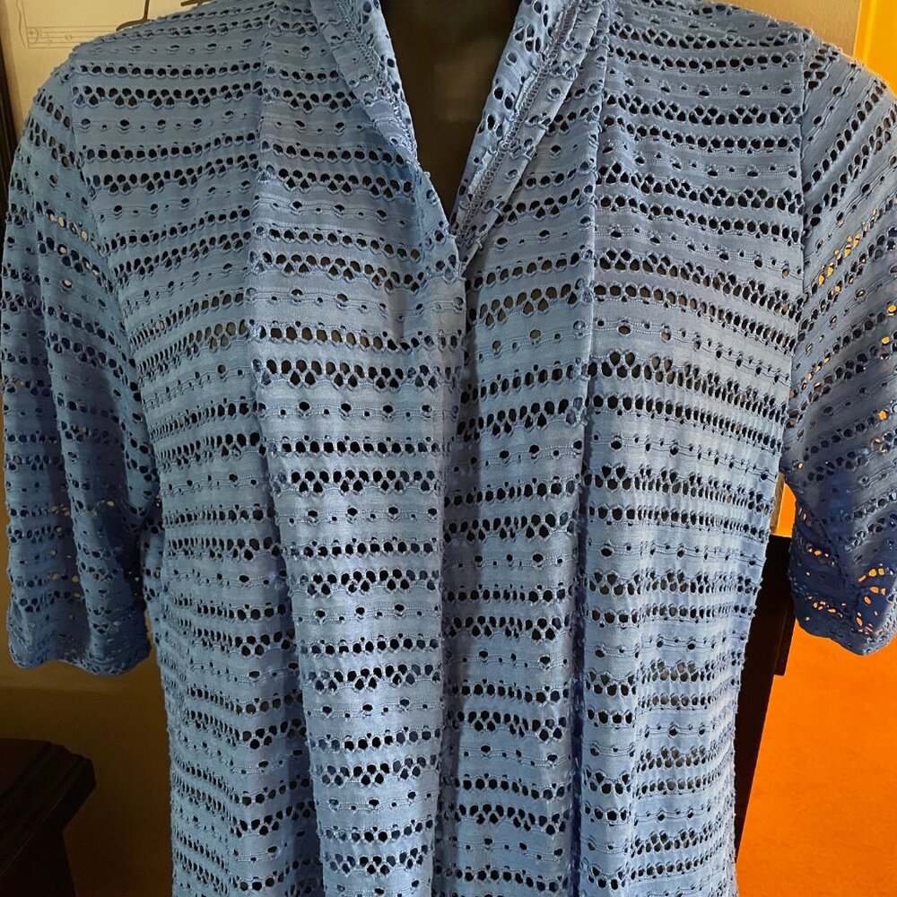 Belk Light Blue Eyelet Open Front Cardigan/Jacket - XL